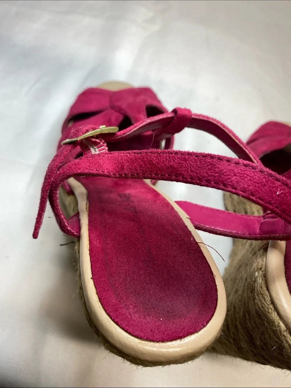 American Eagle Outfitters Fuchsia Suede Espadrille Wedges